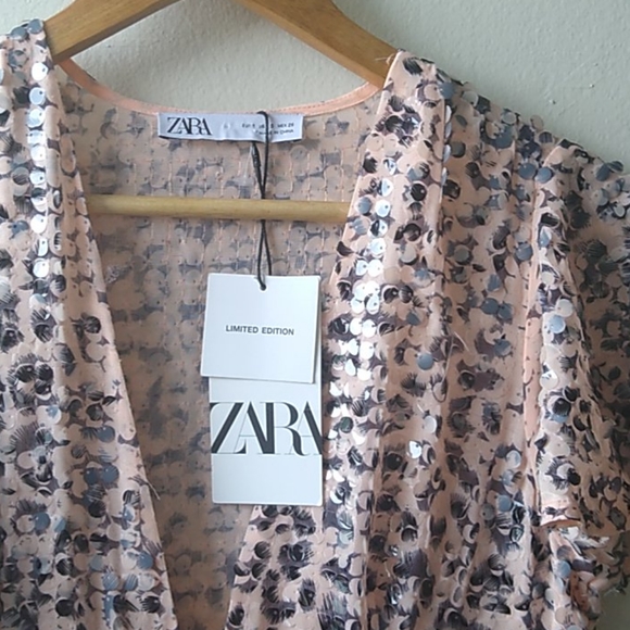 Zara Dress Peach and black - Picture 6 of 7